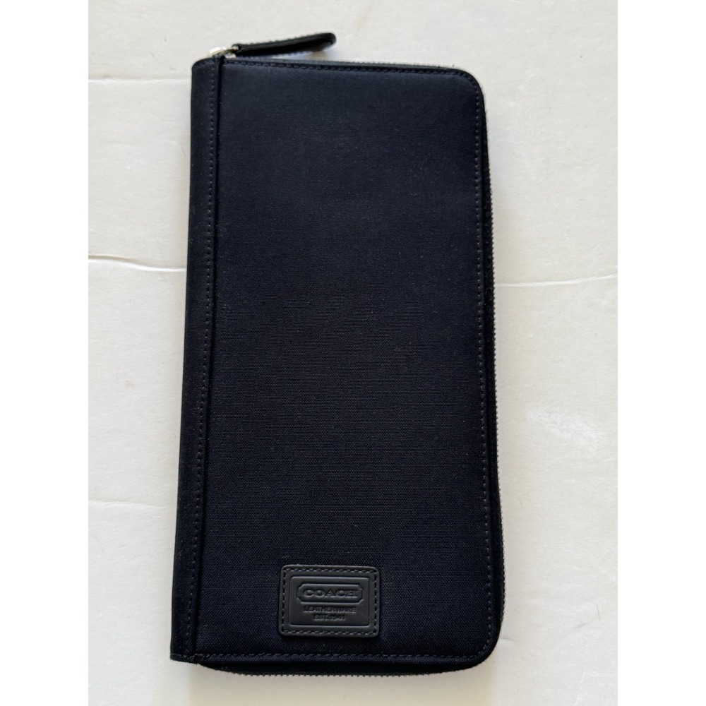 NEW Coach Men's Black Fabric Zipped Transatlantic Collection Travel Wallet